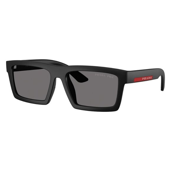 New PRADA LINEA ROSSA Black Polarised Rectangle PS A07S 1BO-02G Sunglasses Women - Picture 1 of 6
